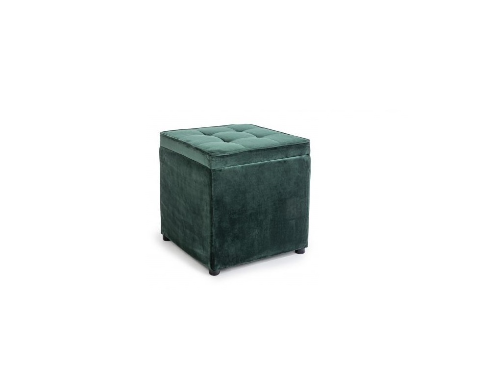 Pouf contenitore in velluto verde 45x45 – Arturo Pozzoli Shop