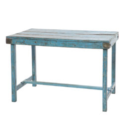 5597 Tavolo in legno riciclato azzurro anticato